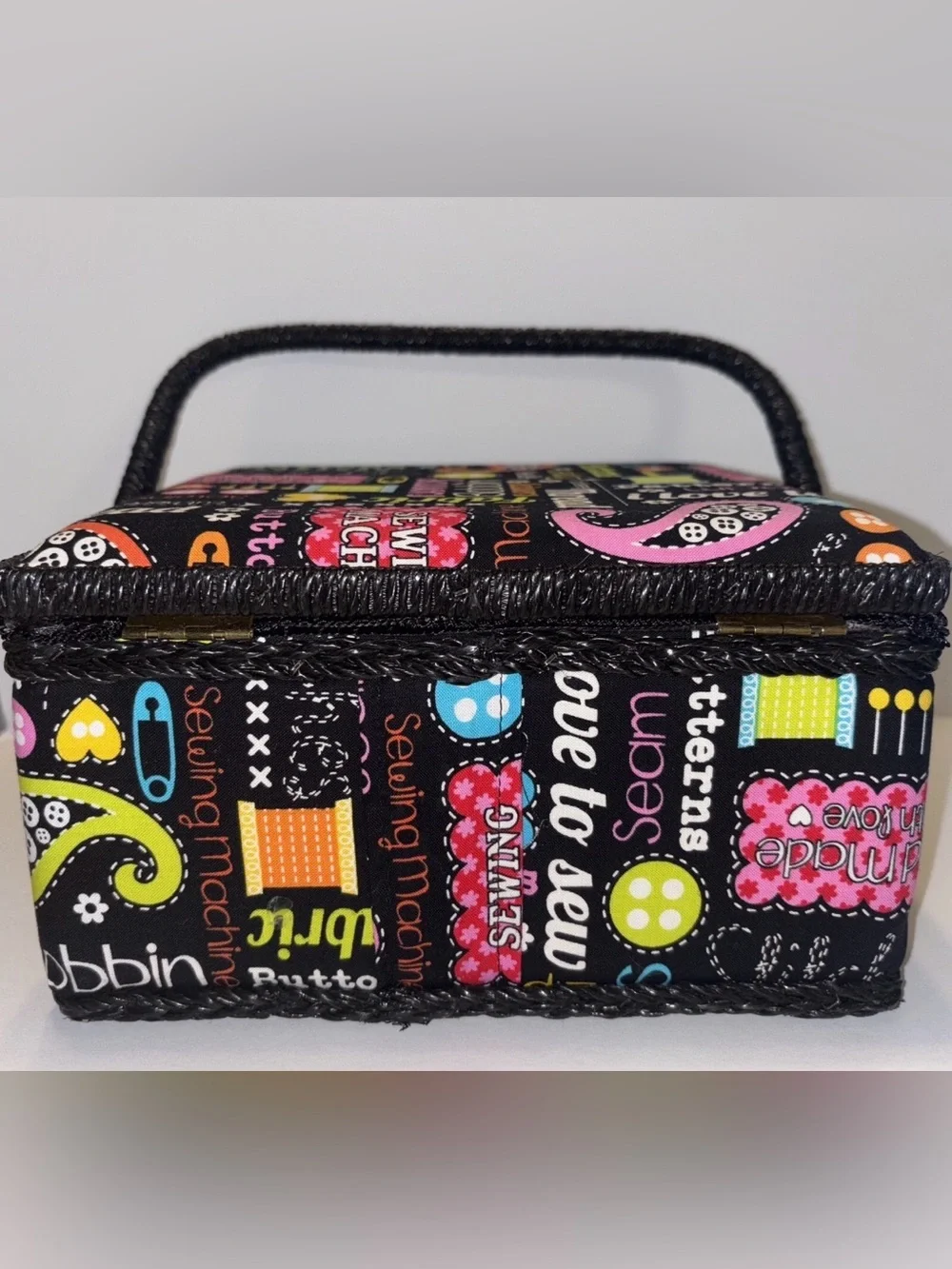 Sewing Basket Sewing Design New  9” X  9” X 4” With Tray Inside Colorful